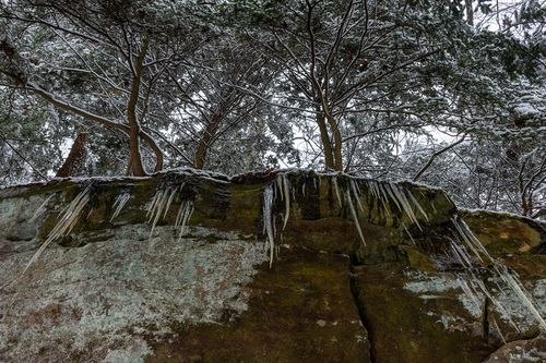 Looking up from beneath the ledge.