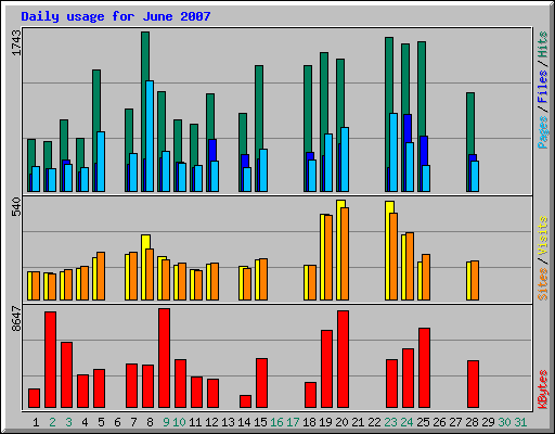 Daily usage for June 2007