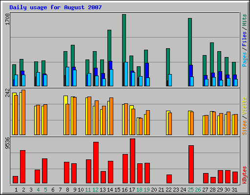 Daily usage for August 2007