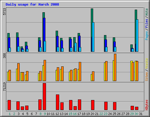Daily usage for March 2008