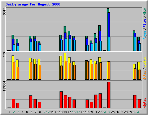 Daily usage for August 2008
