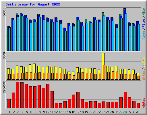 Daily usage for August 2022