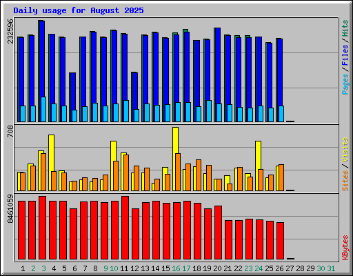 Daily usage for August 2025