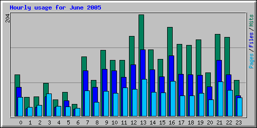 Hourly usage for June 2005