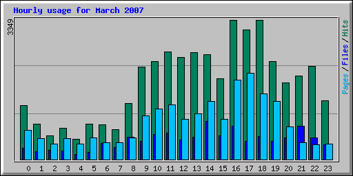 Hourly usage for March 2007