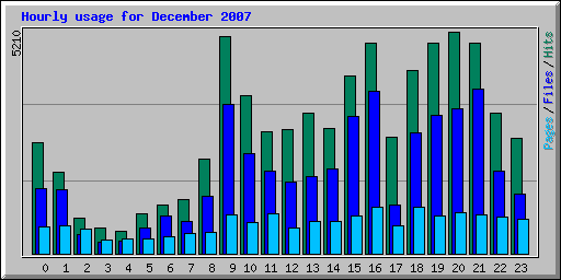 Hourly usage for December 2007