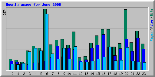 Hourly usage for June 2008