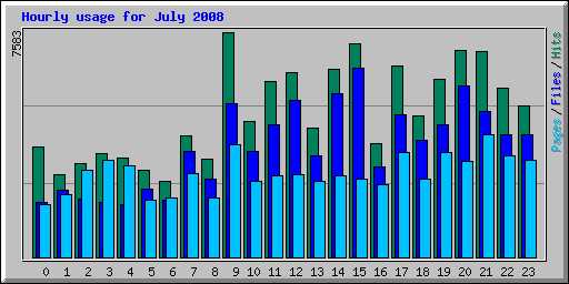 Hourly usage for July 2008