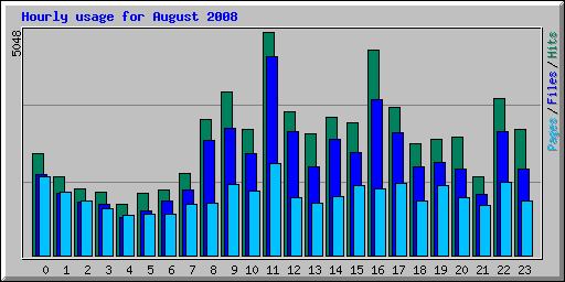 Hourly usage for August 2008